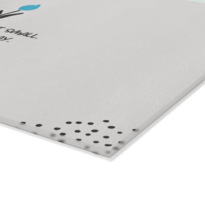 Glass Cutting Board — 'Be Grateful, Start Small' Motivational Floral Kitchen Board