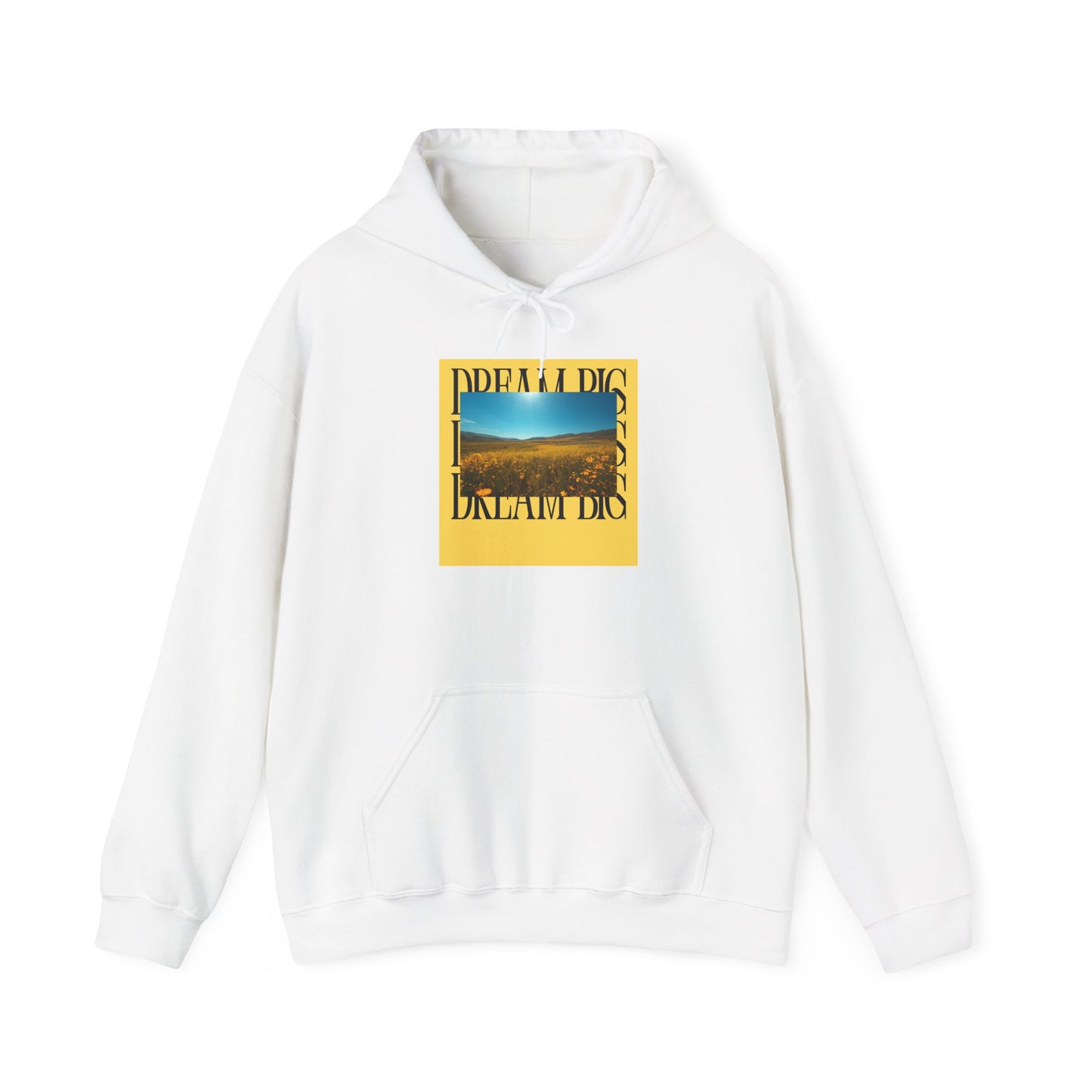 Dream Big Hoodie – Yellow Sunset Landscape Graphic Hooded Sweatshirt