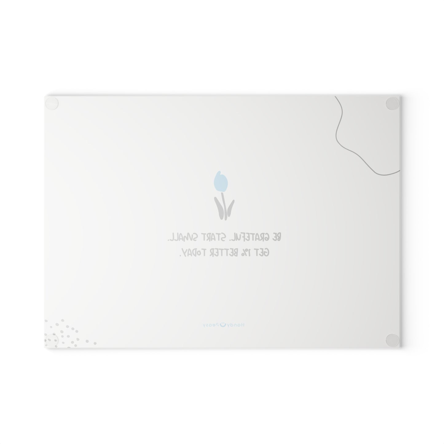 Glass Cutting Board — 'Be Grateful, Start Small' Motivational Floral Kitchen Board